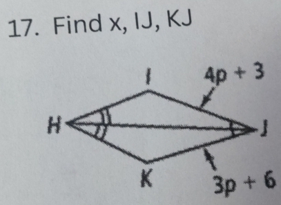 Find x, IJ, KJ