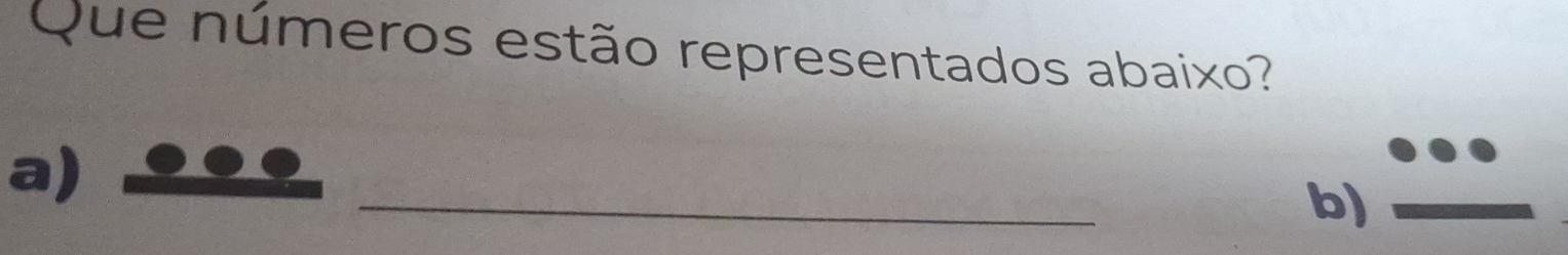 Que números estão representados abaixo? 
a) 
_b) beginarrayr _  _ endarray