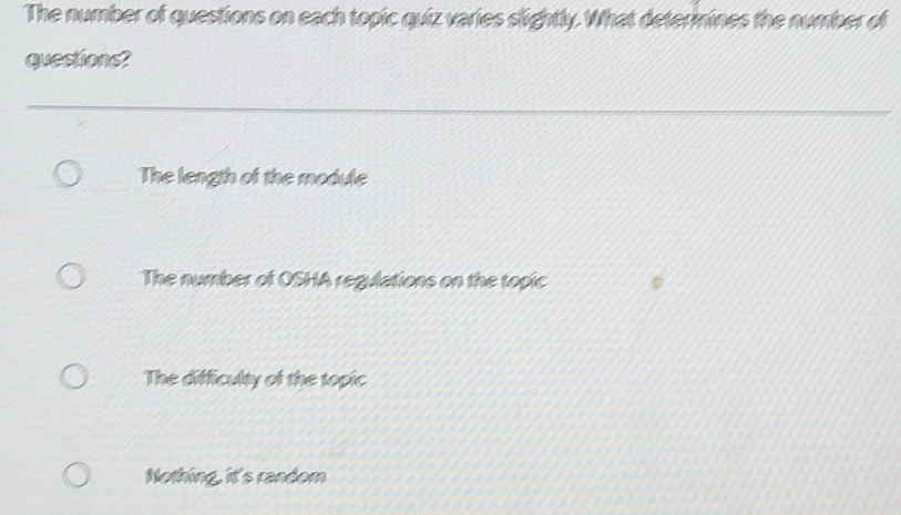 Solved: The number of questions on each topic quiz varies slightly ...