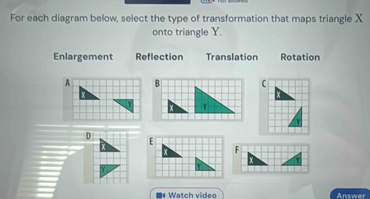 Solved: For each diagram below, select the type of transformation that ...