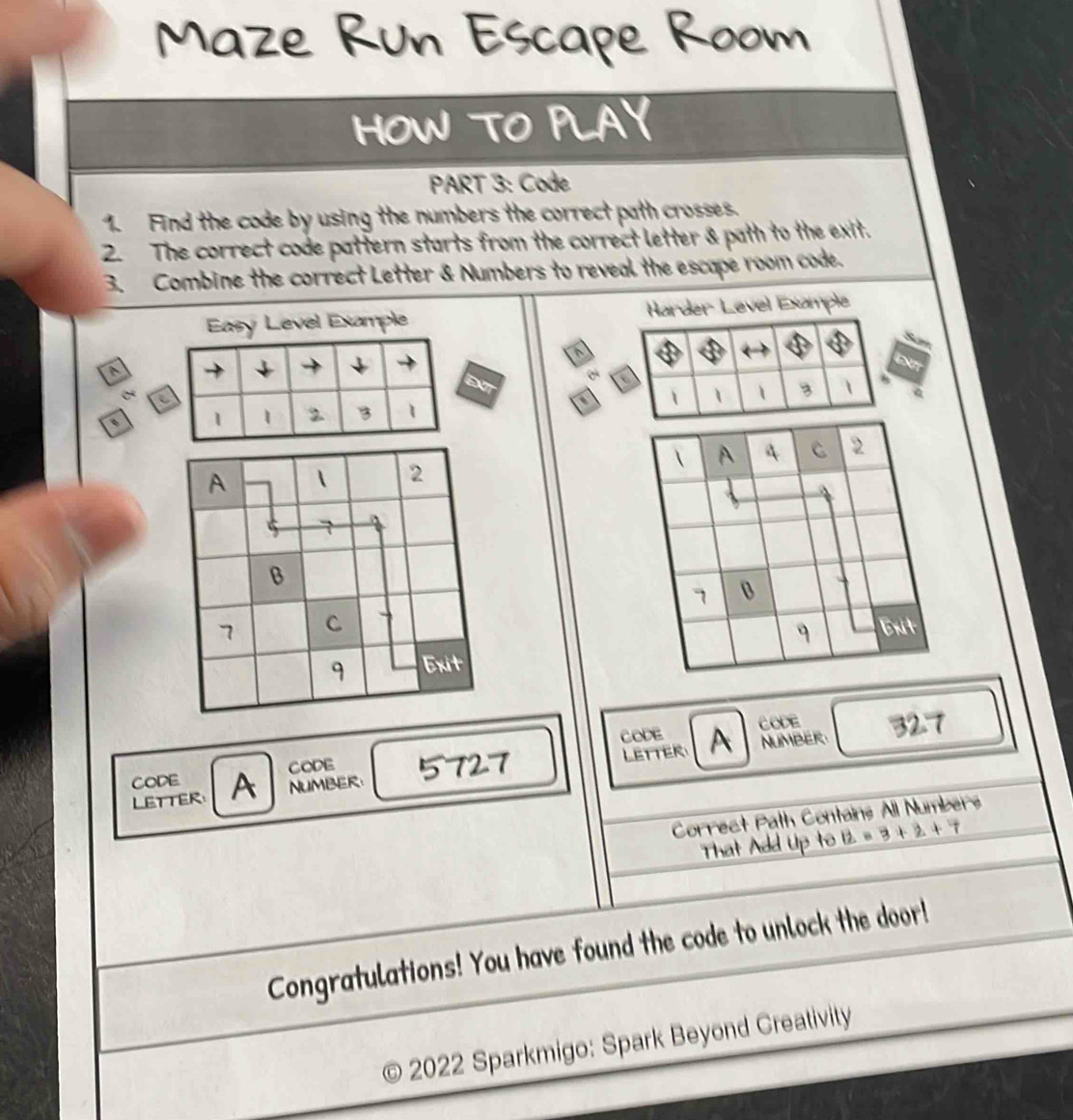 Solved: Maze Run Escape Room HOW TO PLAY PART 3: Code 1. Find the code ...