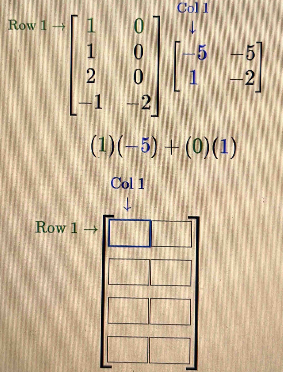 Ro
(1)(-5)+(0)(1)
Col 1
Row 1 □