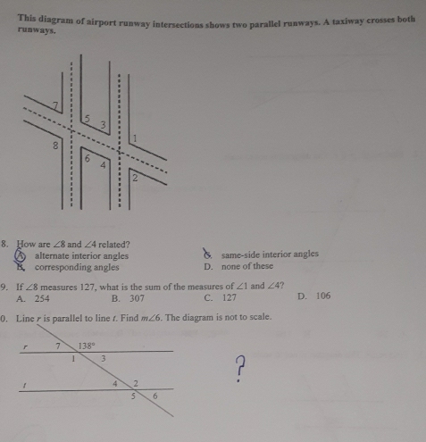 Solved: runways. This diagram of airport runway intersections shows two ...