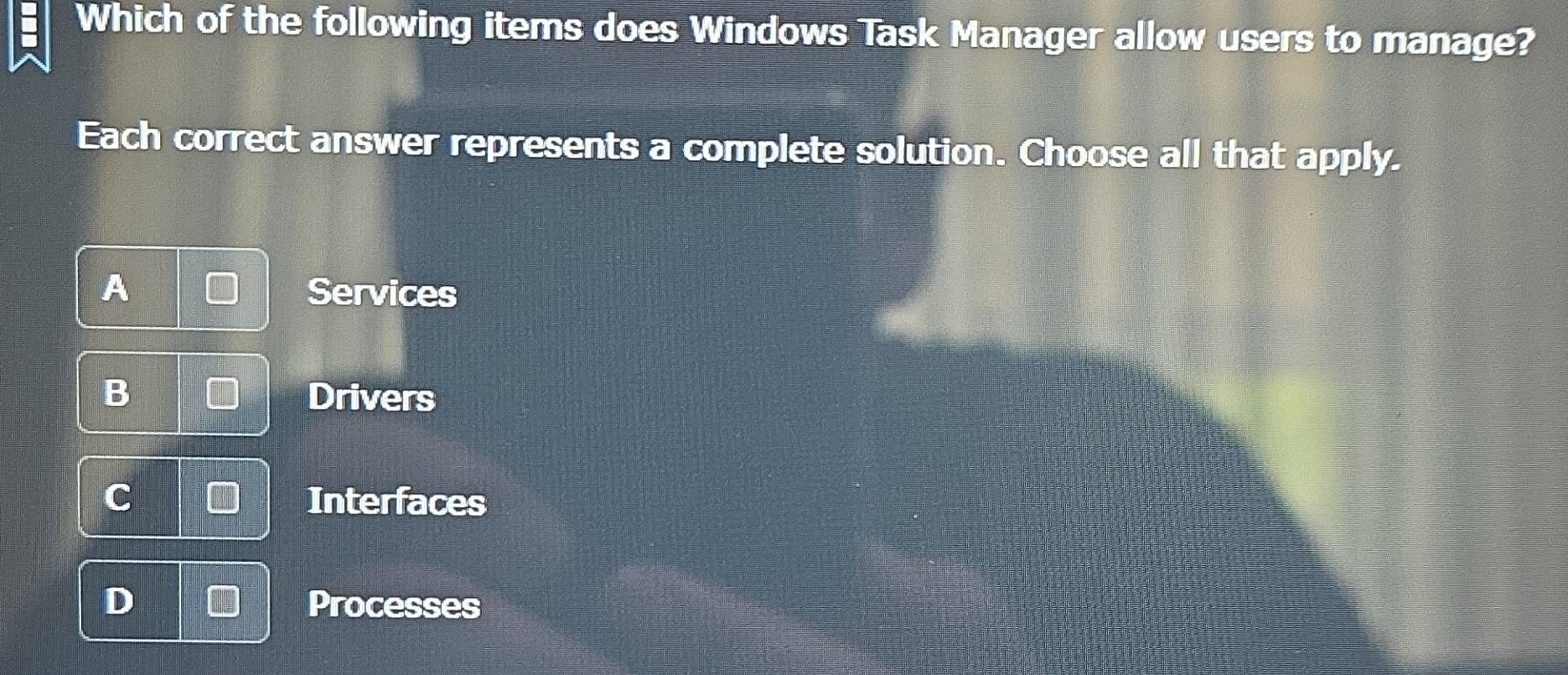 Solved: Which of the following items does Windows Task Manager allow ...