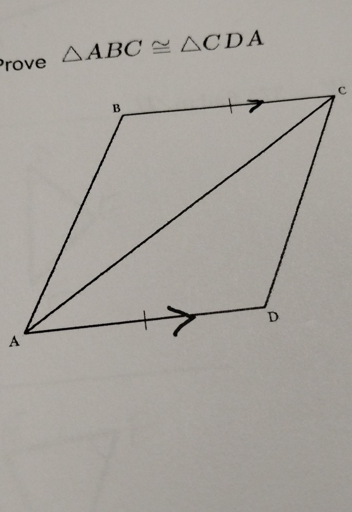 Prove △ ABC≌ △ CDA
