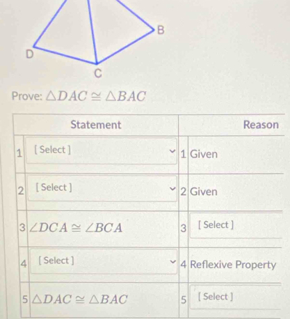 Prove: △ DAC≌ △ BAC