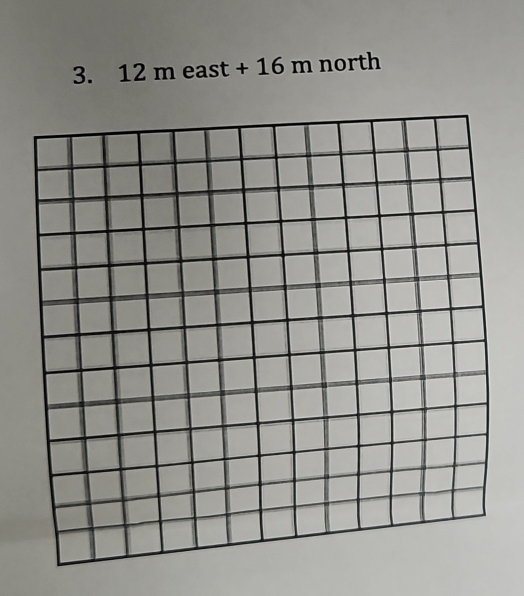 12 m east + 16 m north