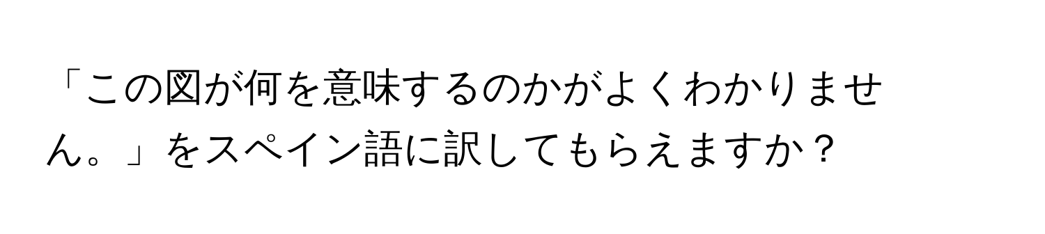 「この図が何を意味するのかがよくわかりません。」をスペイン語に訳してもらえますか？