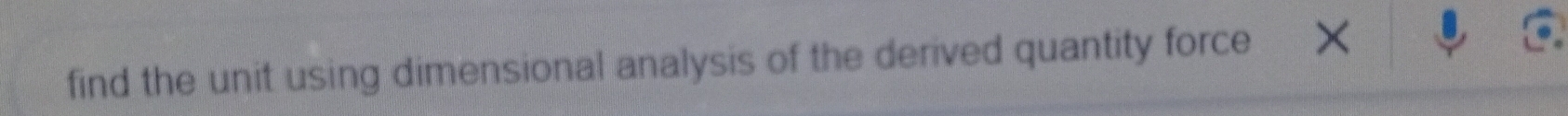 find the unit using dimensional analysis of the derived quantity force