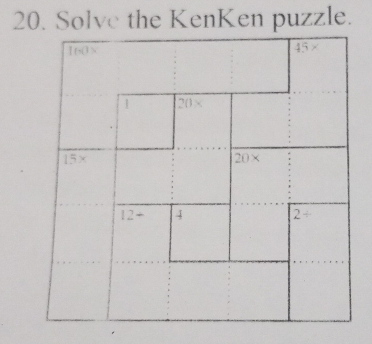 Solve the KenKen puzzle.