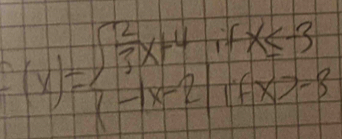 f(x)=beginarrayl  2/3 x+4,fx-3 -|x-2|ifx>-8endarray.