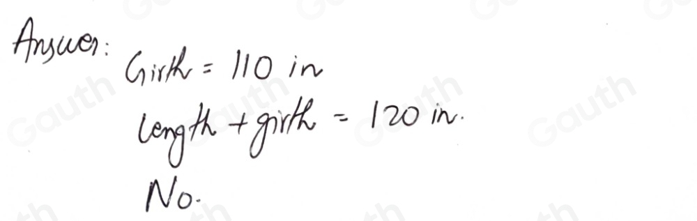 Solved: Determine the package's girth, and indicate if the package can ...