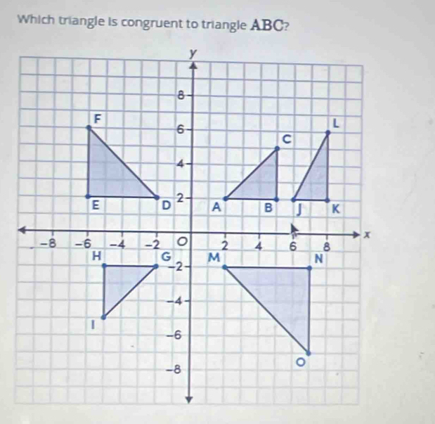 Which triangle is congruent to triangle ABC?