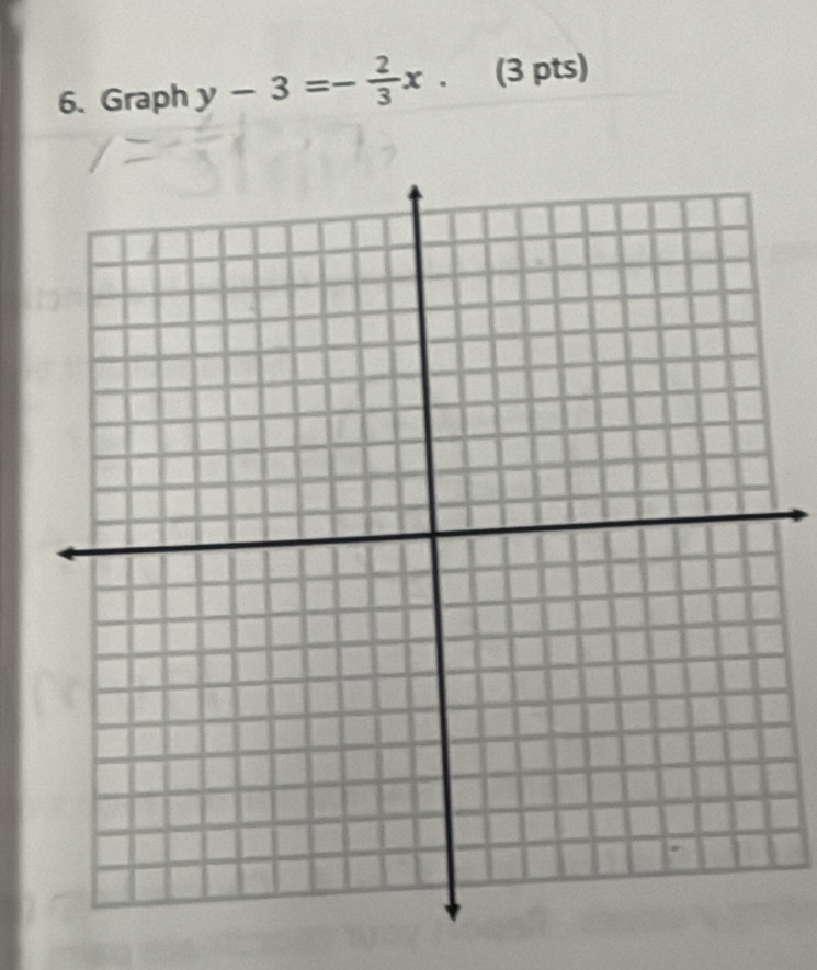 Graph y-3=- 2/3 x. (3 pts)