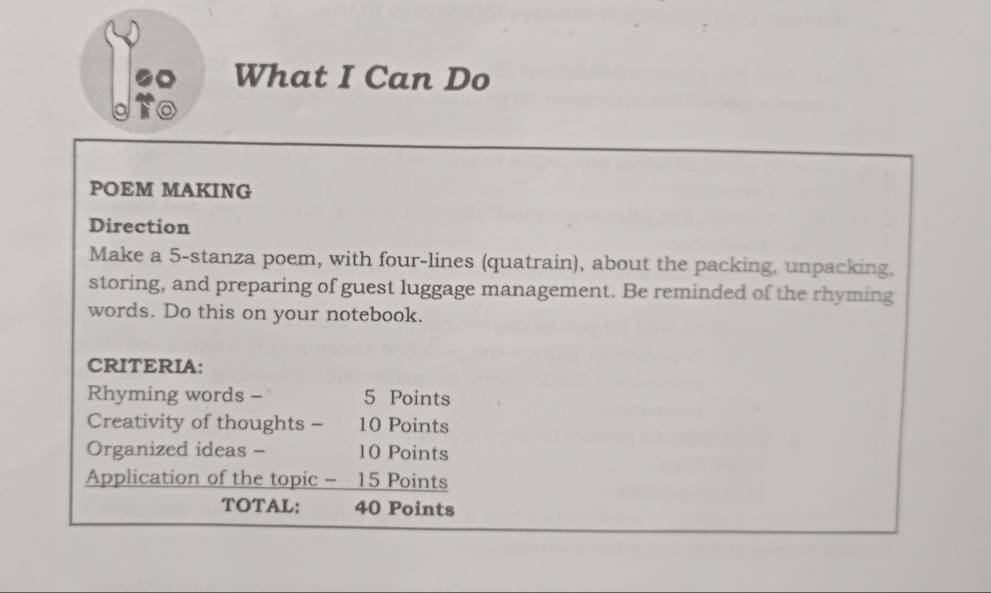 Solved: Uis What I Can Do POEM MAKING Direction Make a 5 -stanza poem ...