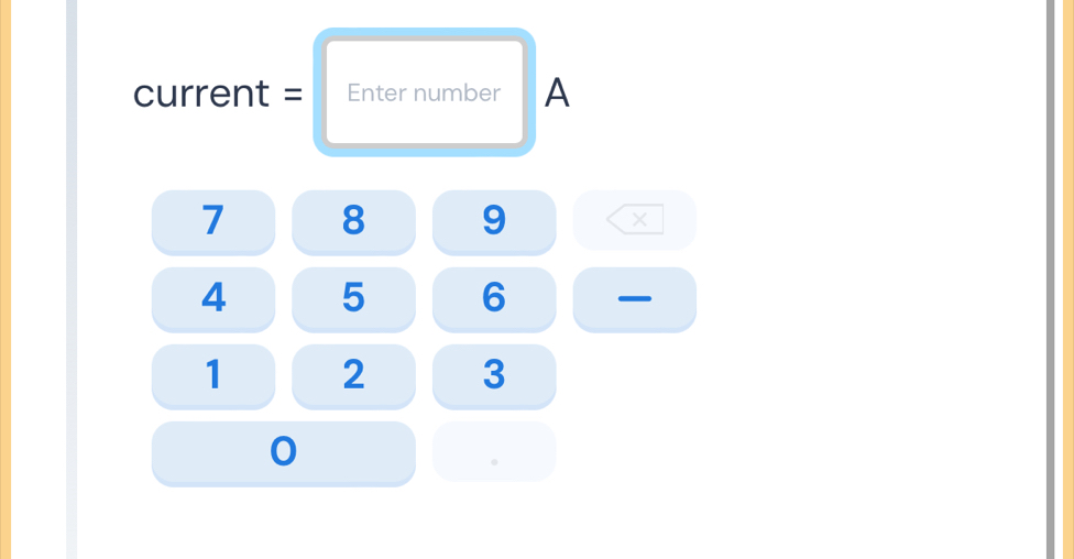 current = Enter number A
7 8 9 ×
4 5 6
1 2 3
0
。