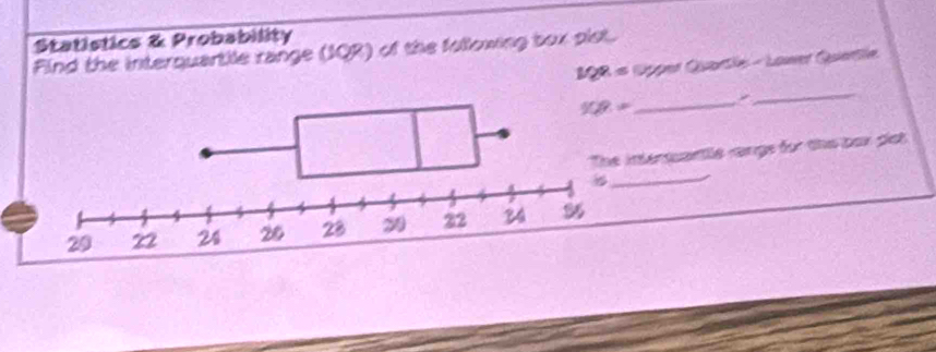 Statistics & Probability
Find the interquartile range (IQR) of the following tox plot.
1/2^8= Dpper Quartie - Lower Quartle
,
_
intersantle rangs for the pax pet
_