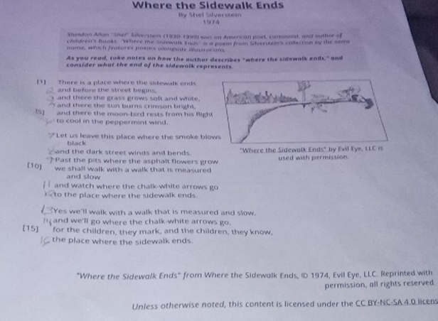 Solved: Where the Sidewalk Ends By Shel Siverstein 1974 Sherdan Allan ''Sher'' Silverstess (193 ...