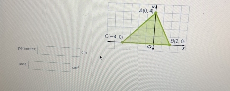 perimeter □ cm
area □ cm^2