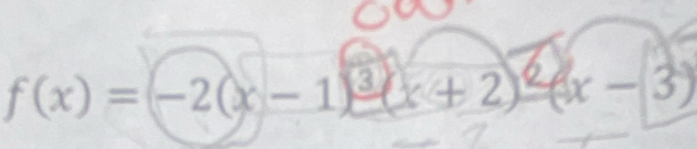 f(x)=(-2(x-1)^3(x+2)^2(x-3)