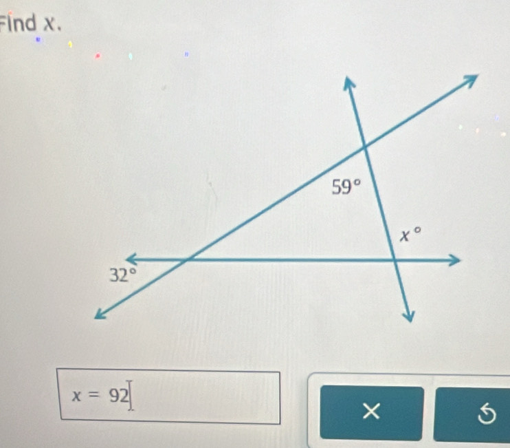 Find x.
x=92
×