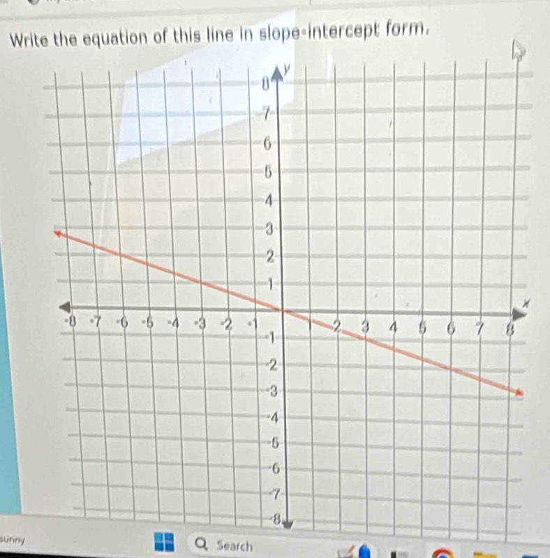 Write the equation of this line in slope-intercept form. 
sunny Q Search