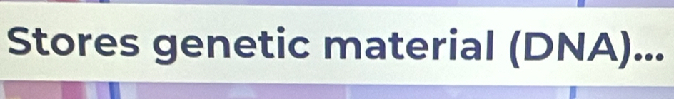 Stores genetic material (DNA)...