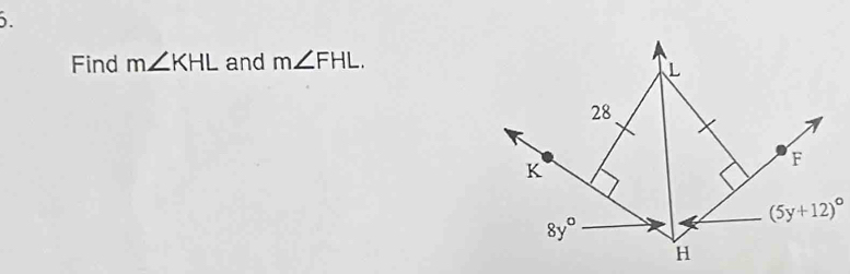 Find m∠ KHL and m∠ FHL.