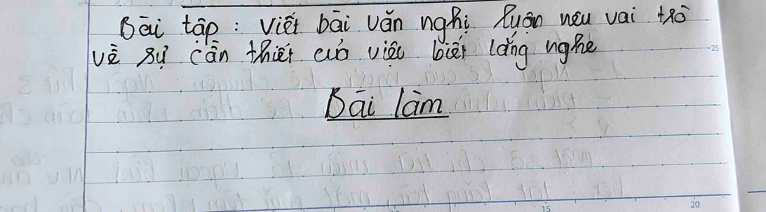 Bāi tāp: viet bāi vǎn nghi Quán wóu vai to 
vè xǔ cān thier aó vic bièi làng ughe 
Dai lam