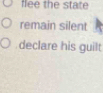 flee the state 
remain silent 
declare his guilt