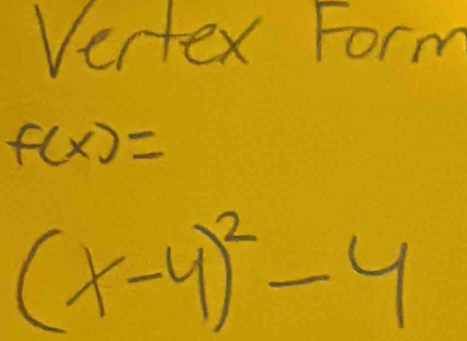 Ventex Form
f(x)=
(x-4)^2-4