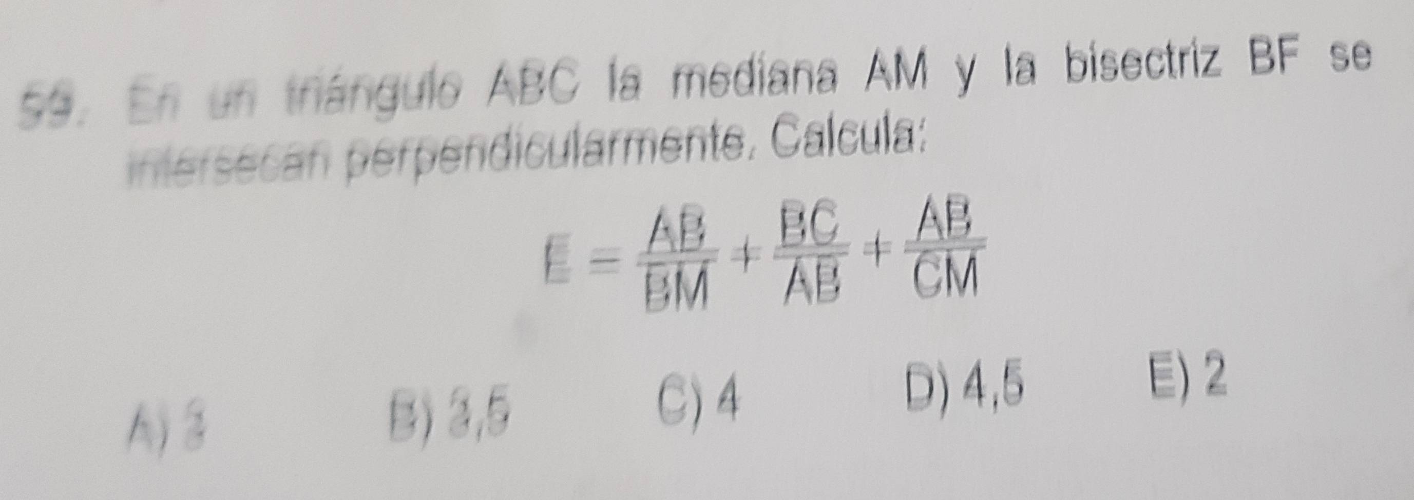 Resuelto:En un triángulo ABC la mediana AM y la bisectriz BF se ...