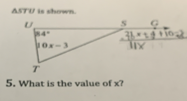 Δ5TU is shown.
5. What is the value of x?