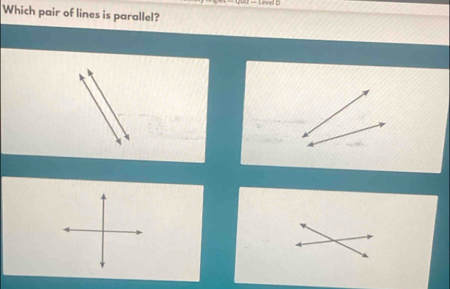 U1z — Level D 
Which pair of lines is parallel?