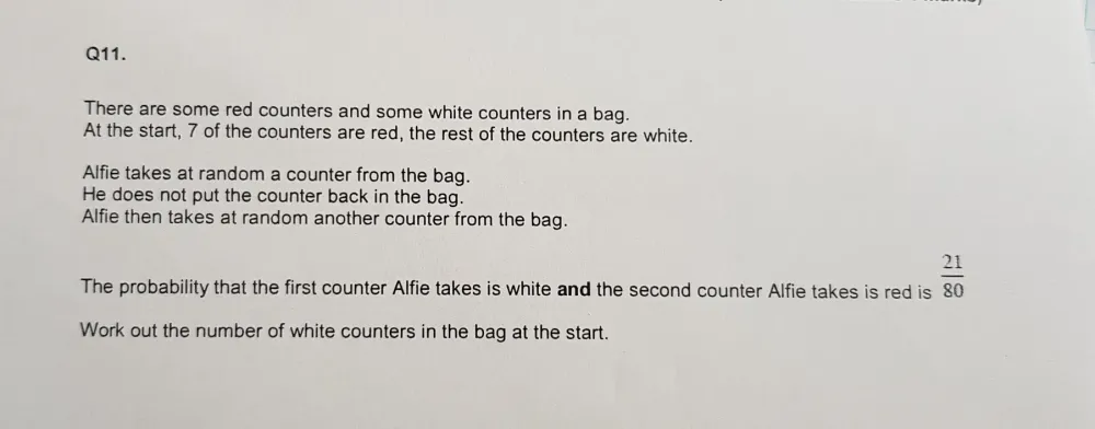 Solved: There are some red counters and some white counters in a bag ...