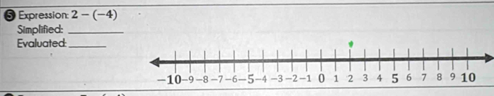 Expression: 2-(-4)
Simplified:_ 
Evaluated:_