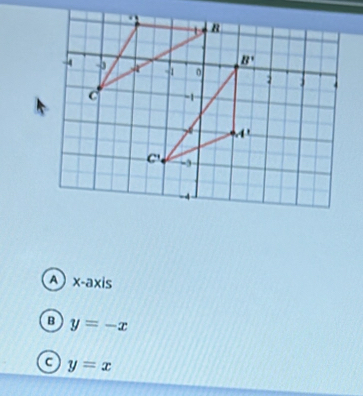 A x-axis
B y=-x
a y=x