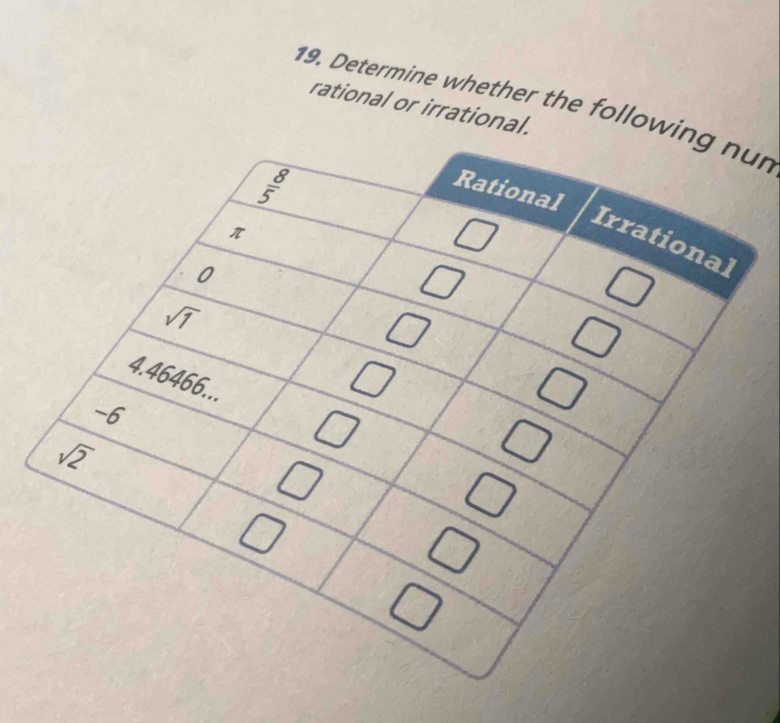 Determine whether the followun
rational or irrational.