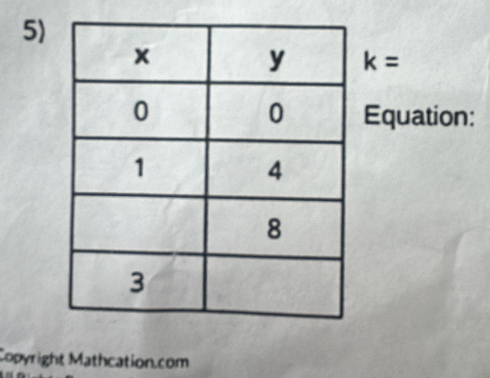 k=
Equation: 
Copyright Mathcation.com