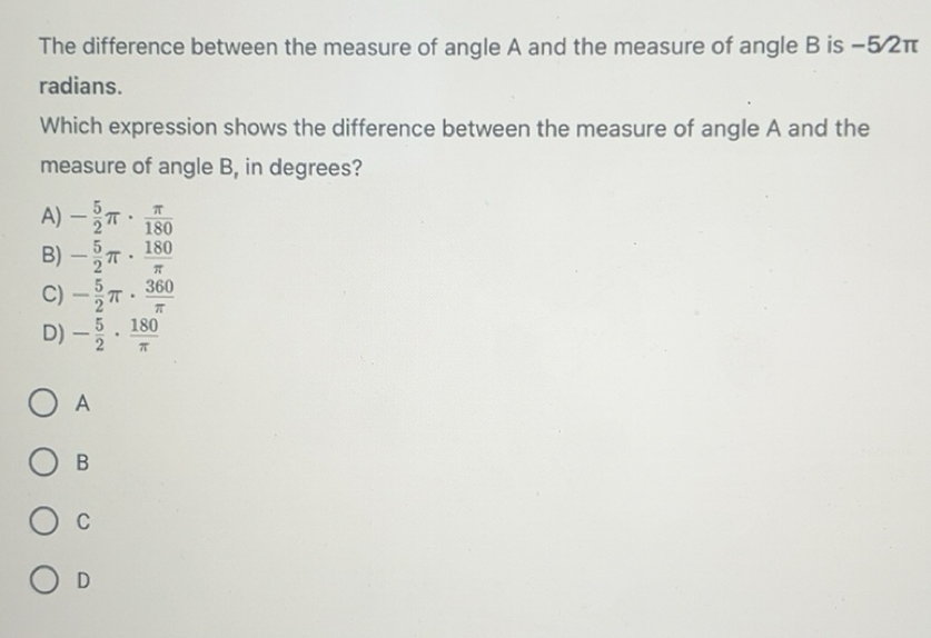 Solved: The difference between the measure of angle A and the measure ...