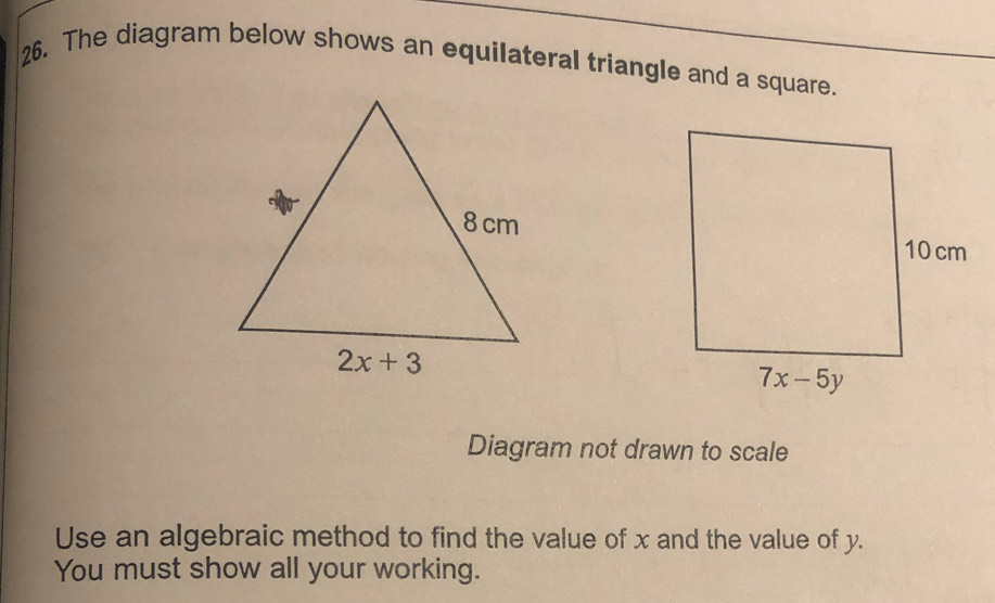 Solved: The diagram below shows an equilateral triangle and a square ...