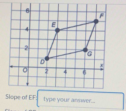 Slope of EF : type your answer...