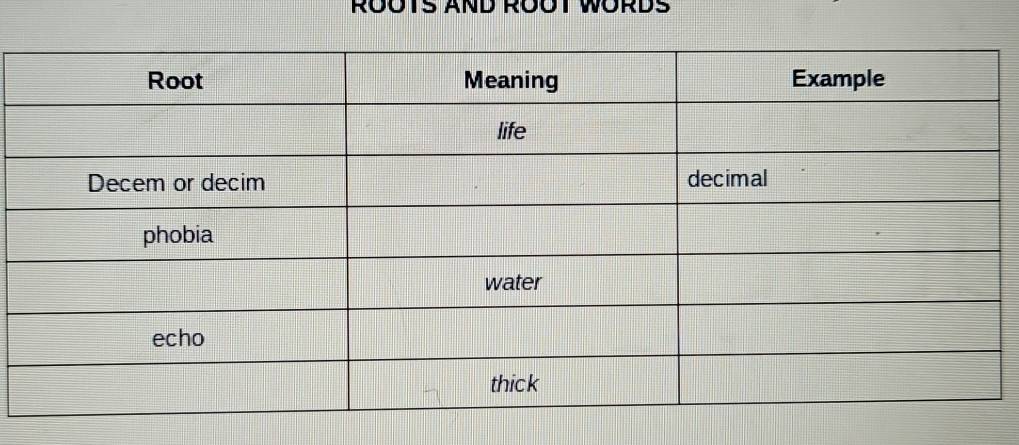 RÜOTS AND ROOT WORDS