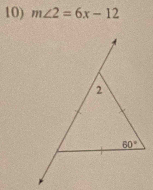 m∠ 2=6x-12