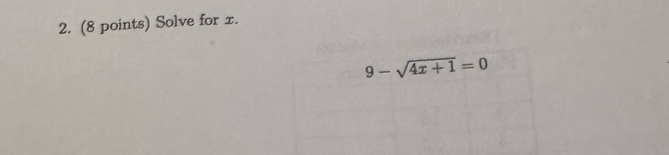 Solve for x.