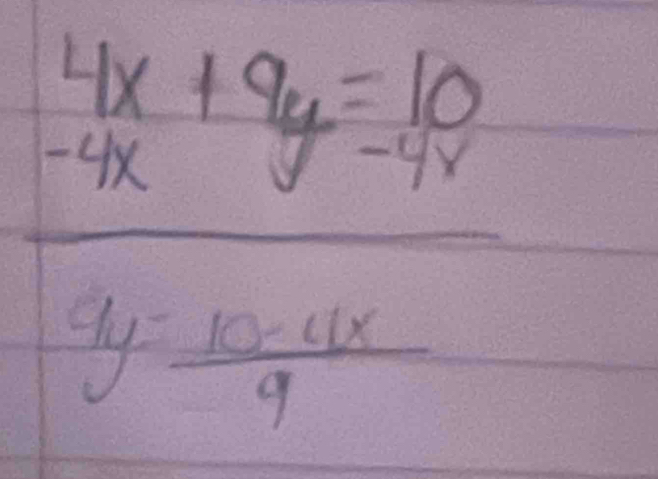 frac  4x/-4x +9y= 10/-4 9y-4x-10y4