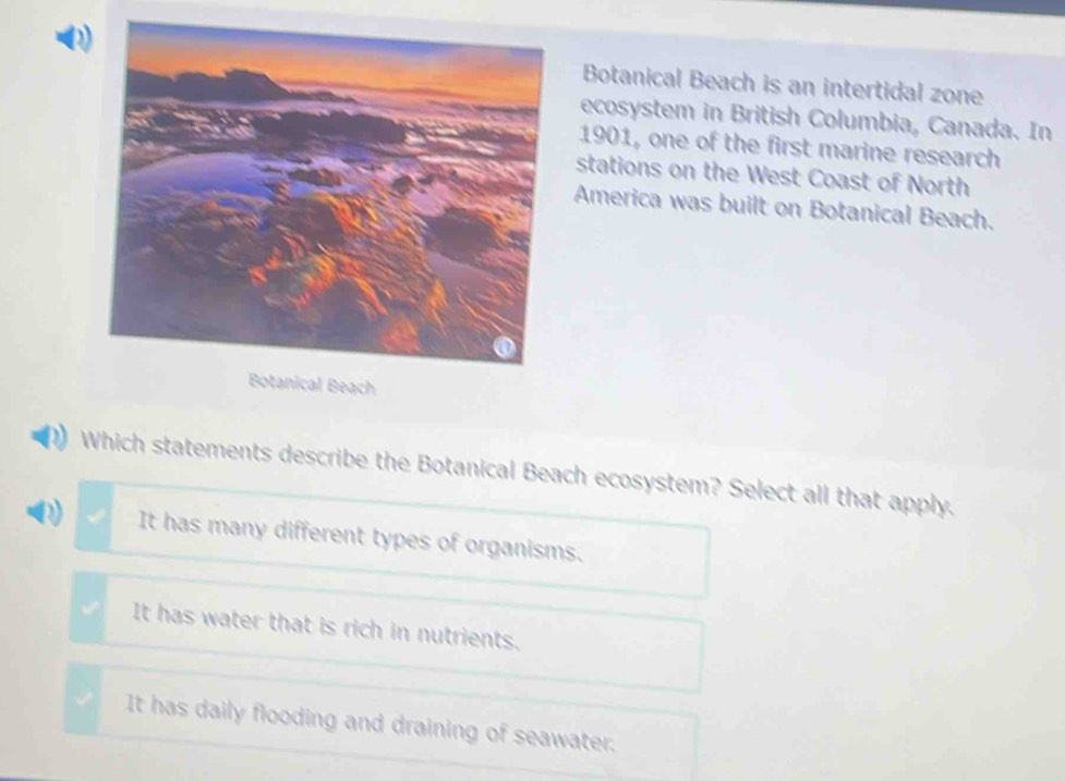 Solved: Botanical Beach is an intertidal zone ecosystem in British ...