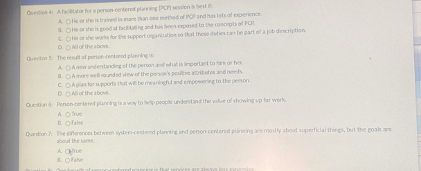 Solved: A facilitator for a person-centered planning (PCP) session is ...