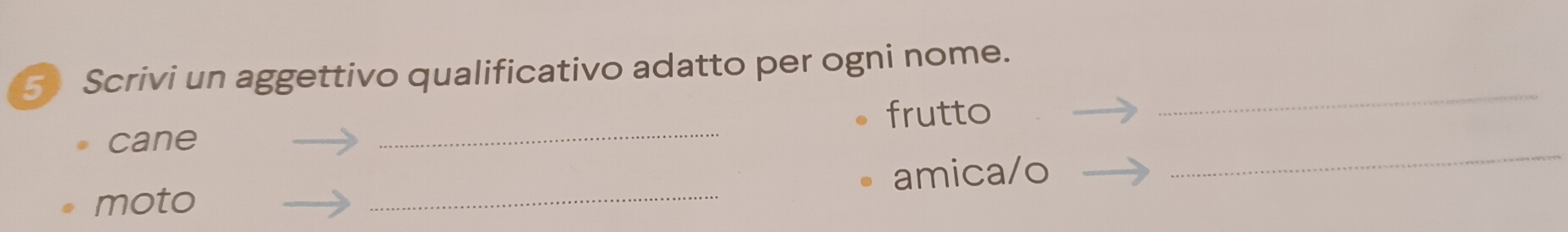 Risolto:Scrivi un aggettivo qualificativo adatto per ogni nome. frutto ...