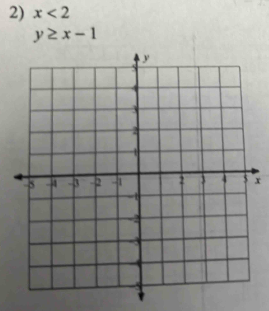 x<2</tex>
y≥ x-1
x